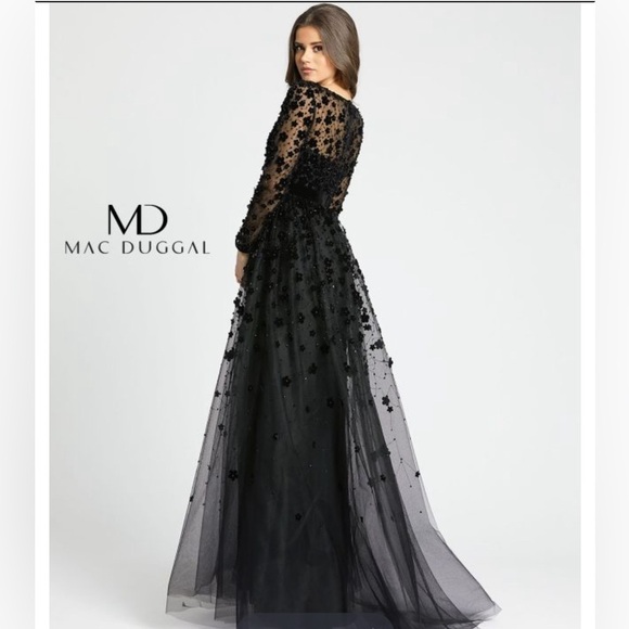 Mac Duggal 67502D Floral Appliques V-Neck Dress size 6 NEW $798 - Picture 3 of 11